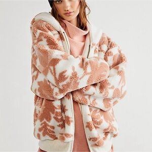 FREE PEOPLE WE THE FREE CANYON SHERPA FLORAL ZIP JACKET // SIZE SMALL